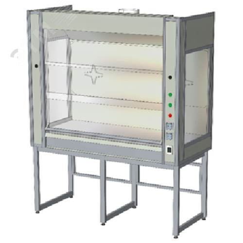 Изображение товара Шкаф вытяжной кислотостойкий полипропиленовый с боковым остеклением шириной 1635 мм., 1640х750х2150 (пластик 16 мм) (шт)