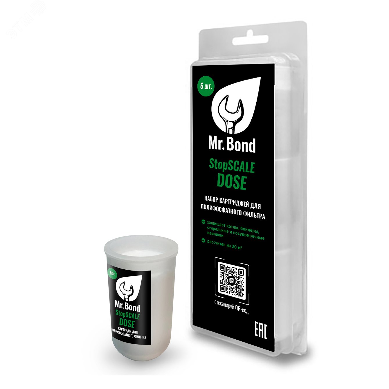 Изображение товара Набор картриджей для полифосфатного фильтра Mr.Bond StopSCALE Dose 6 шт