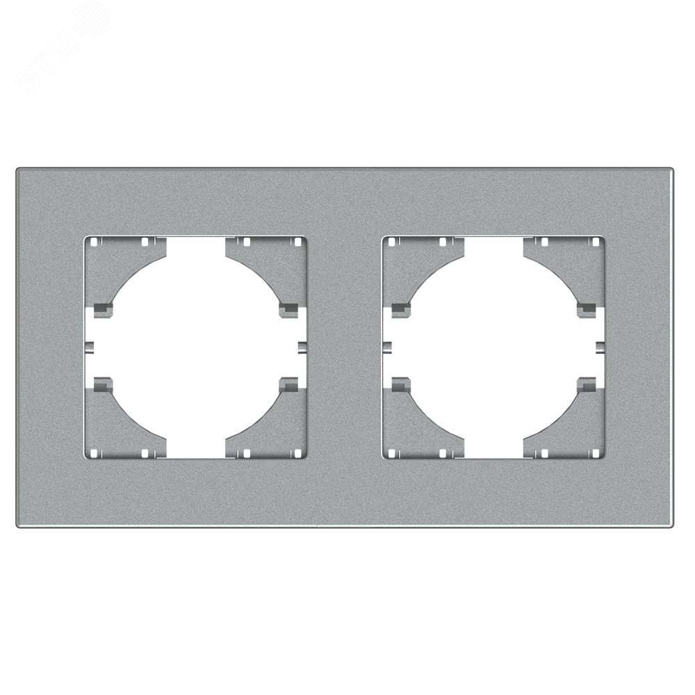 Изображение товара Рамка 2-местная City серебро горизонтальная для механизмов UGRA