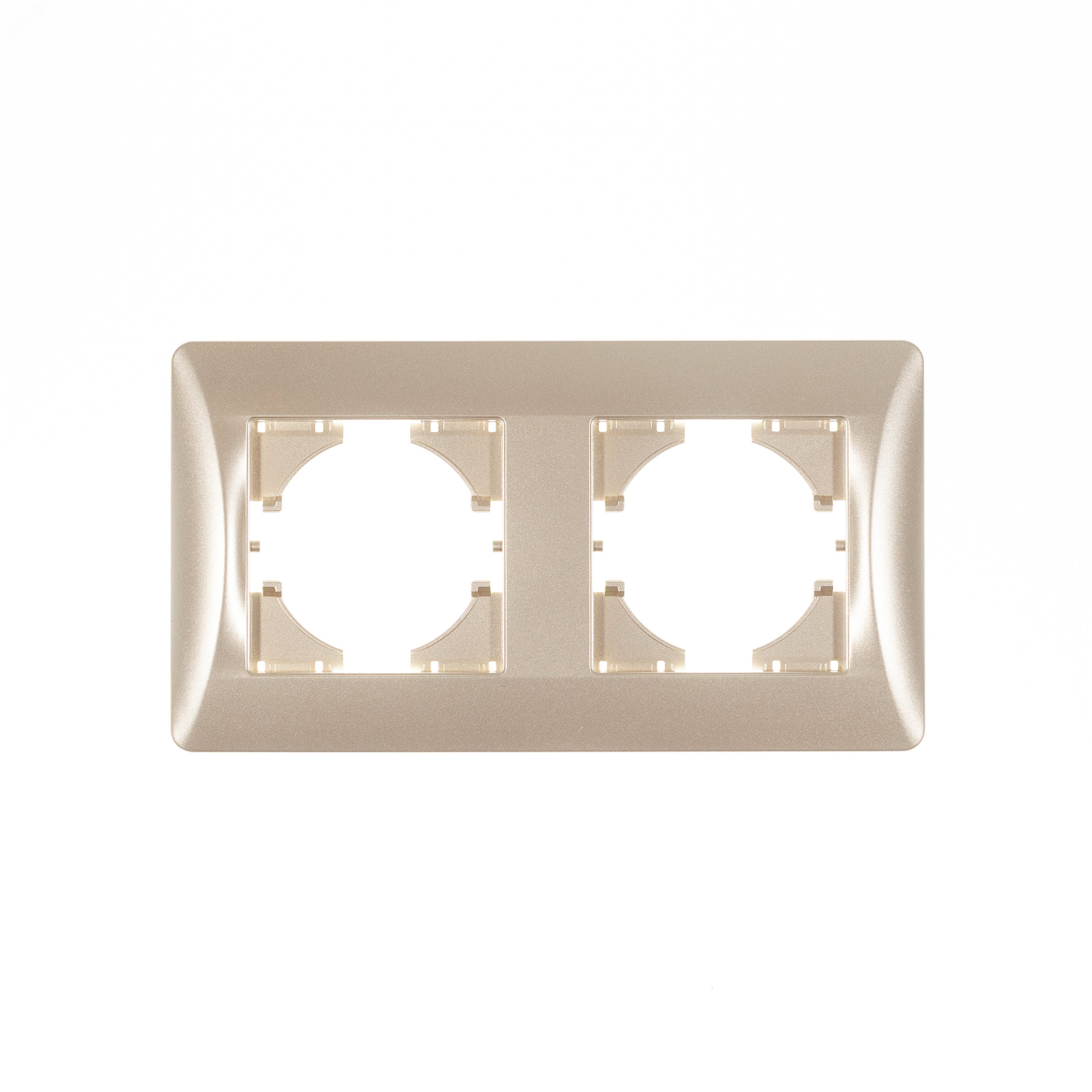 Изображение товара Горизонтальная 2-местная рамка Ugra шампань из ABS-пластика