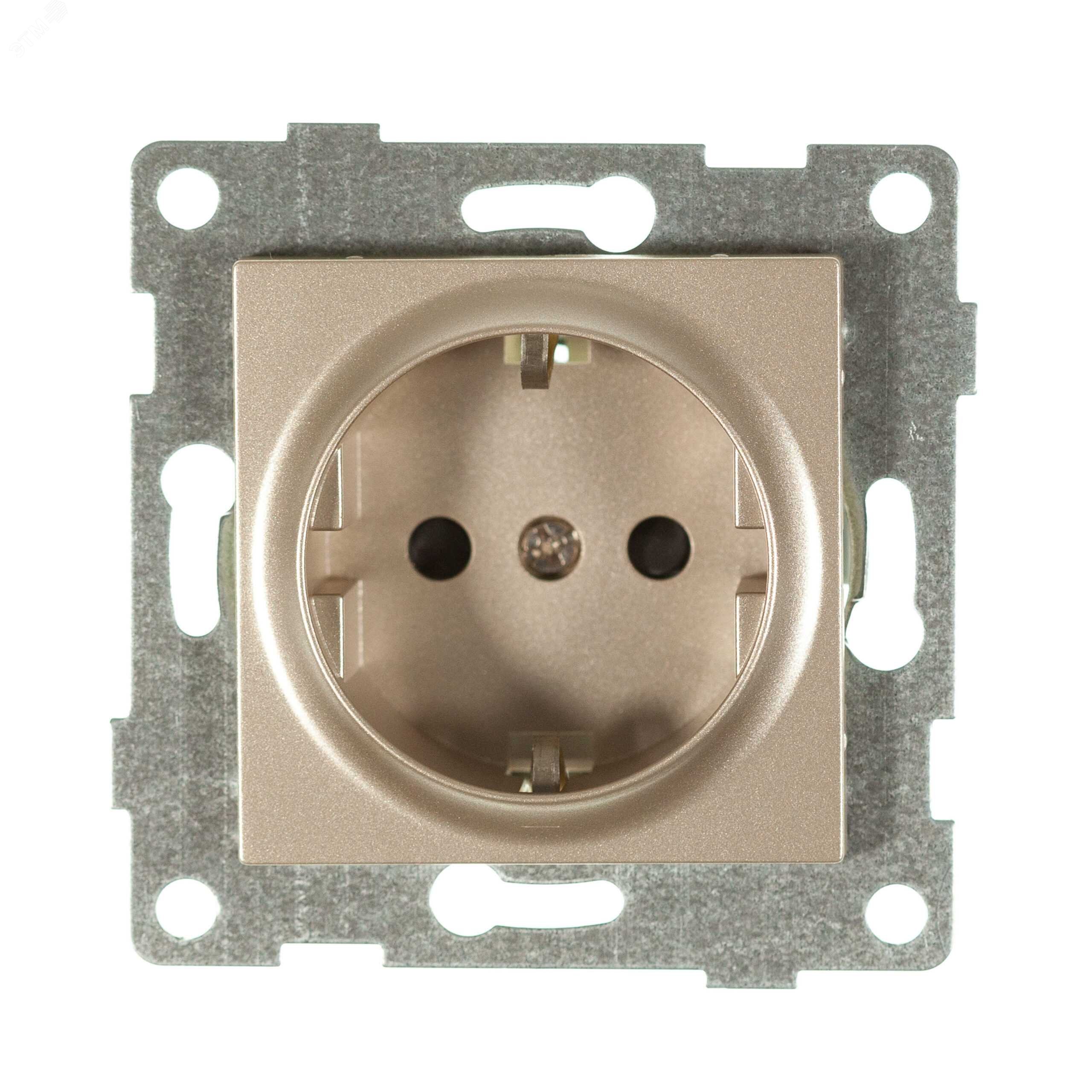 Изображение товара Розетка однопостовая Ugra с/з с з/ш, механизм, 16А, 250В, шампань (шт)