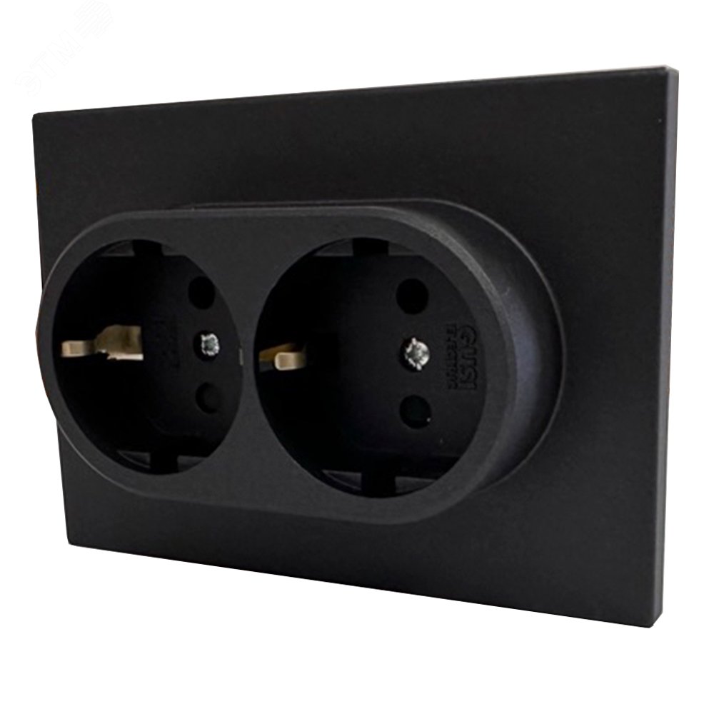 Изображение товара Розетка двухпостовая Ugra с/з с з/ш, механизм, 16А, 250В, графит (шт)