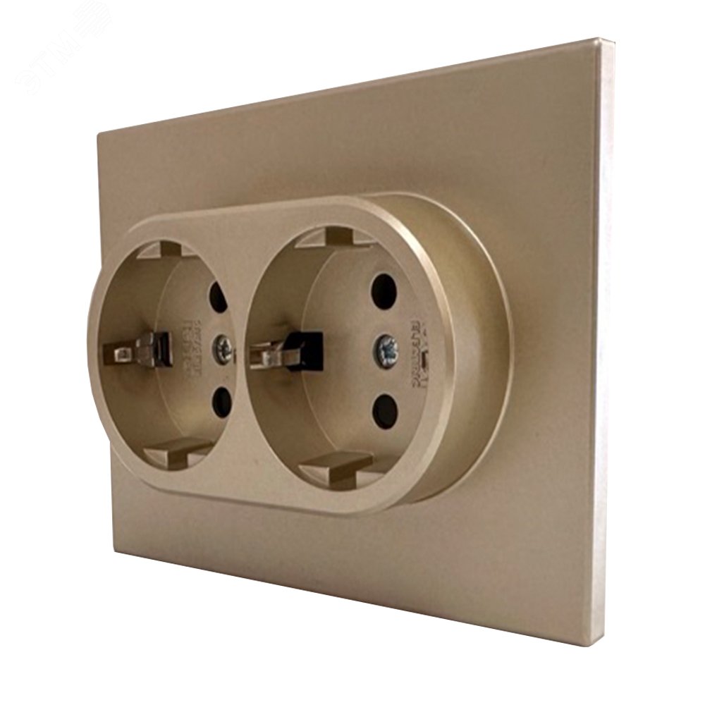 Изображение товара Розетка двухпостовая Ugra с/з с з/ш, механизм, 16А, 250В, шампань (шт)