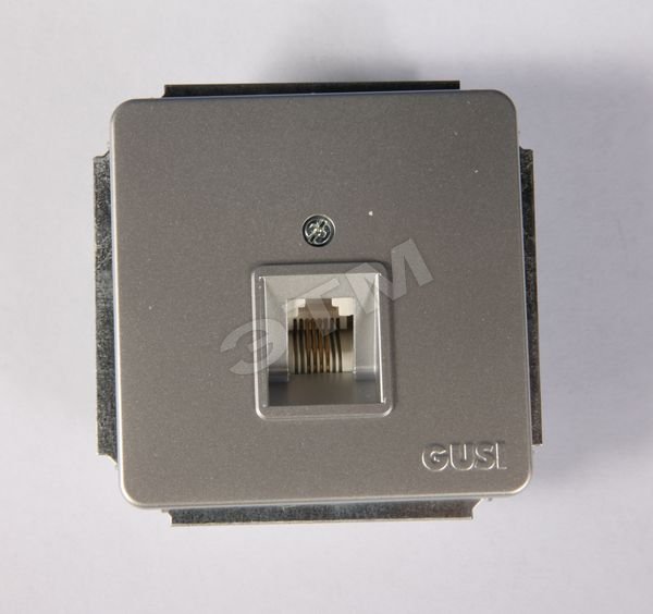 Изображение товара Розетка телефонная GUSI в рамке серебристая