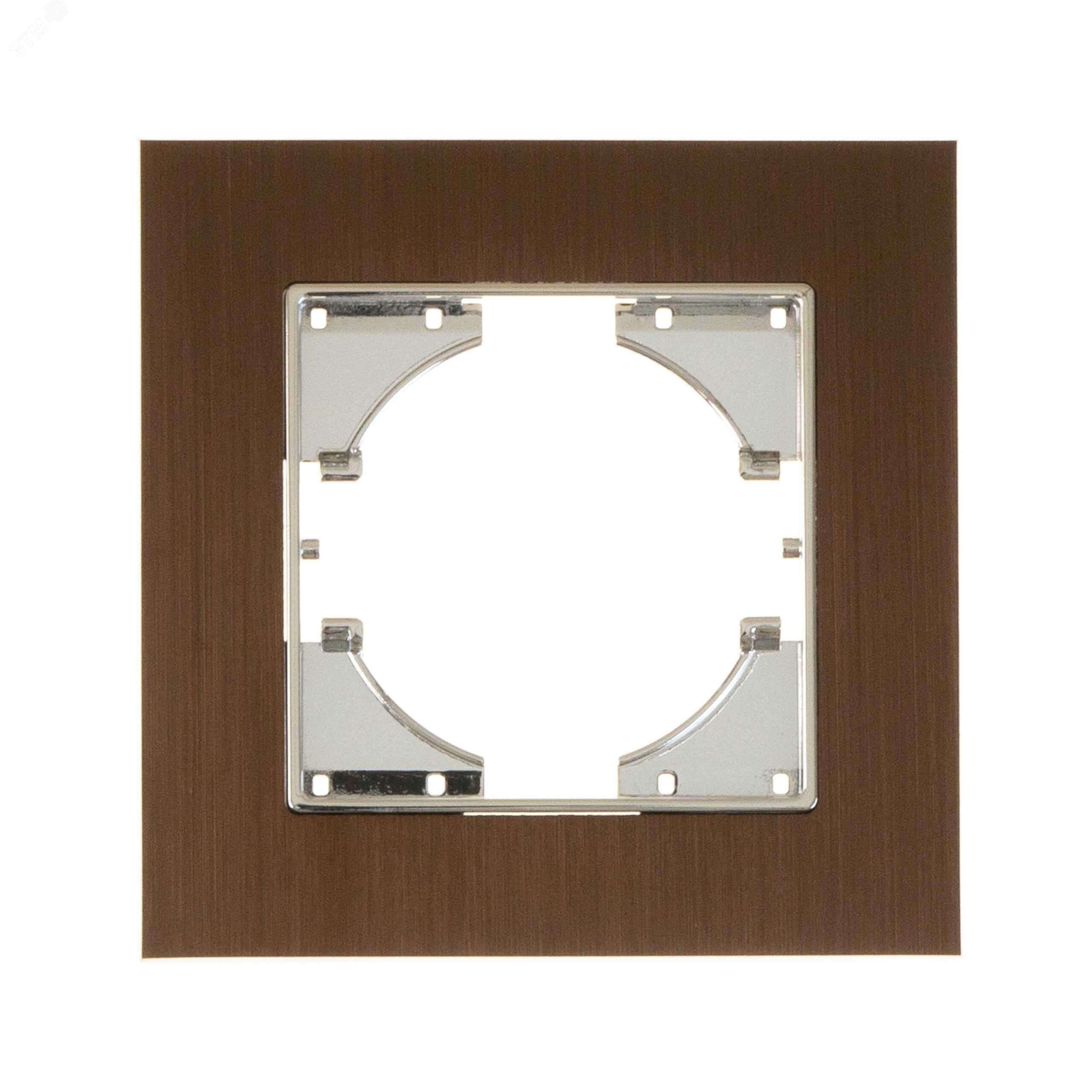 Изображение товара Рамка 1-местная Ugra алюминий коричневая для электроустановок