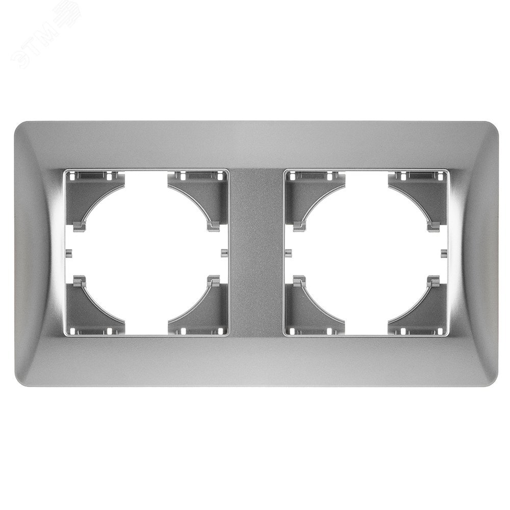 Изображение товара 2-местная рамка Ugra серебро из ABS-пластика для электрики