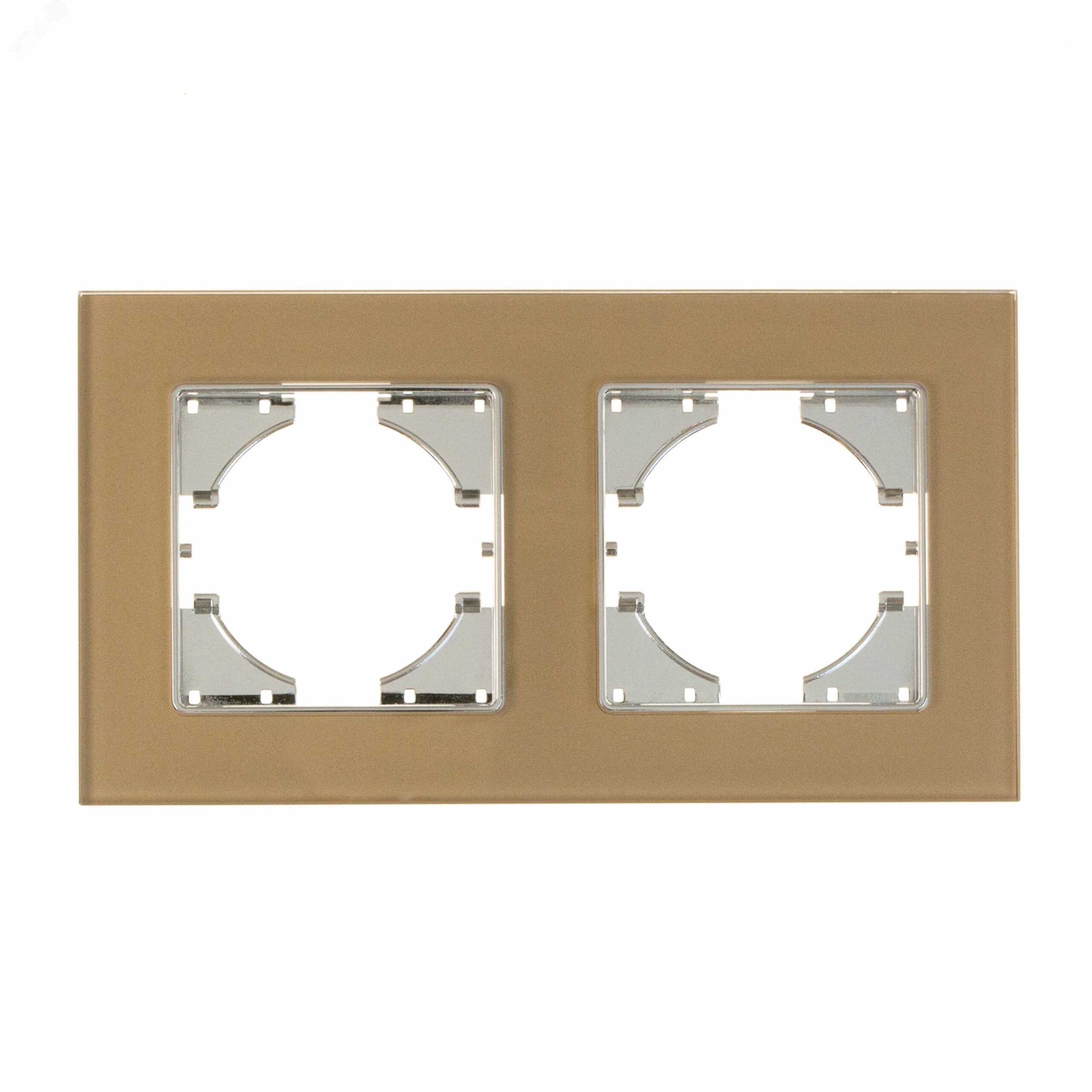 Изображение товара 2-местная стеклянная рамка Ugra шампань для электрических щитков