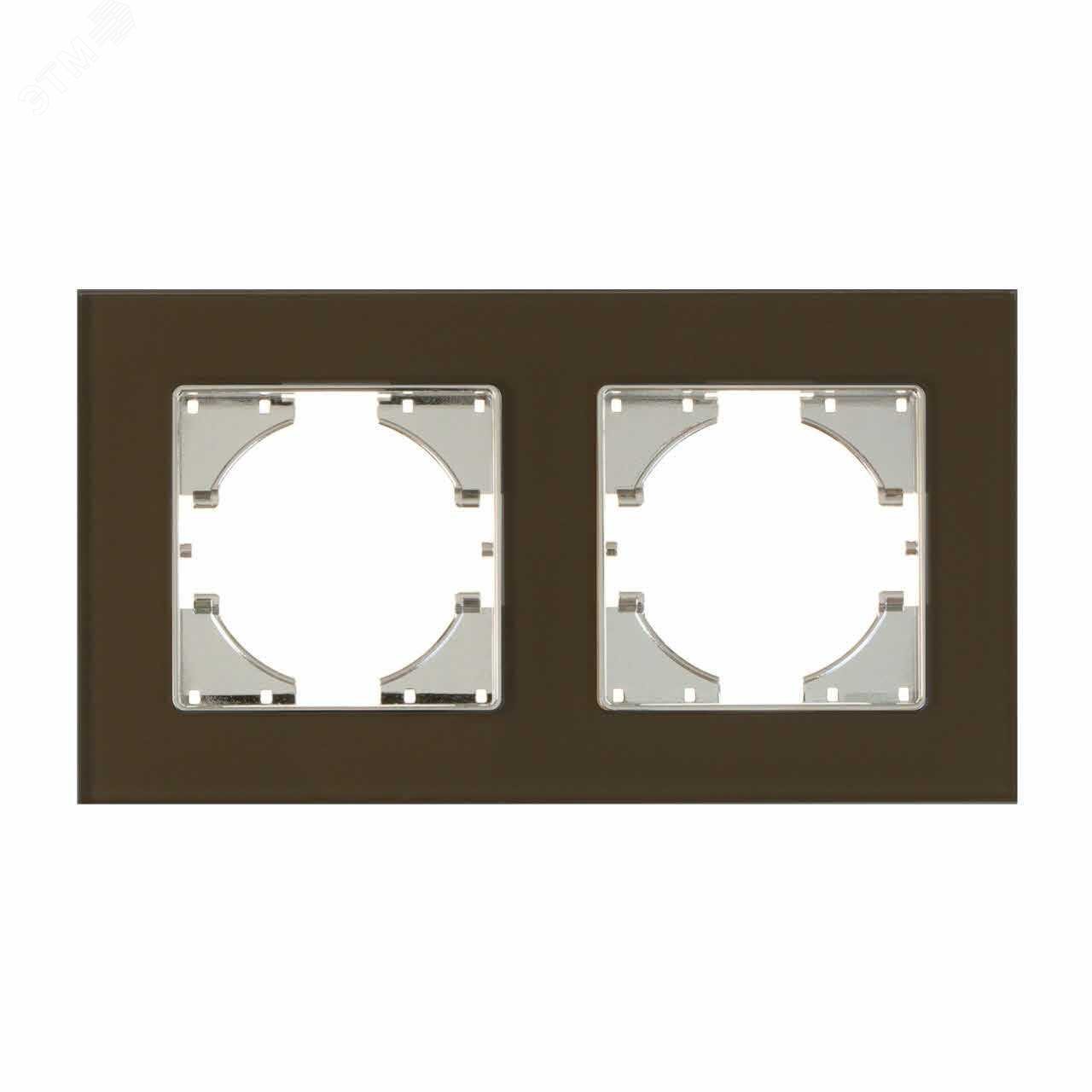 Изображение товара Двухместная рамка Ugra из закаленного стекла коричневая