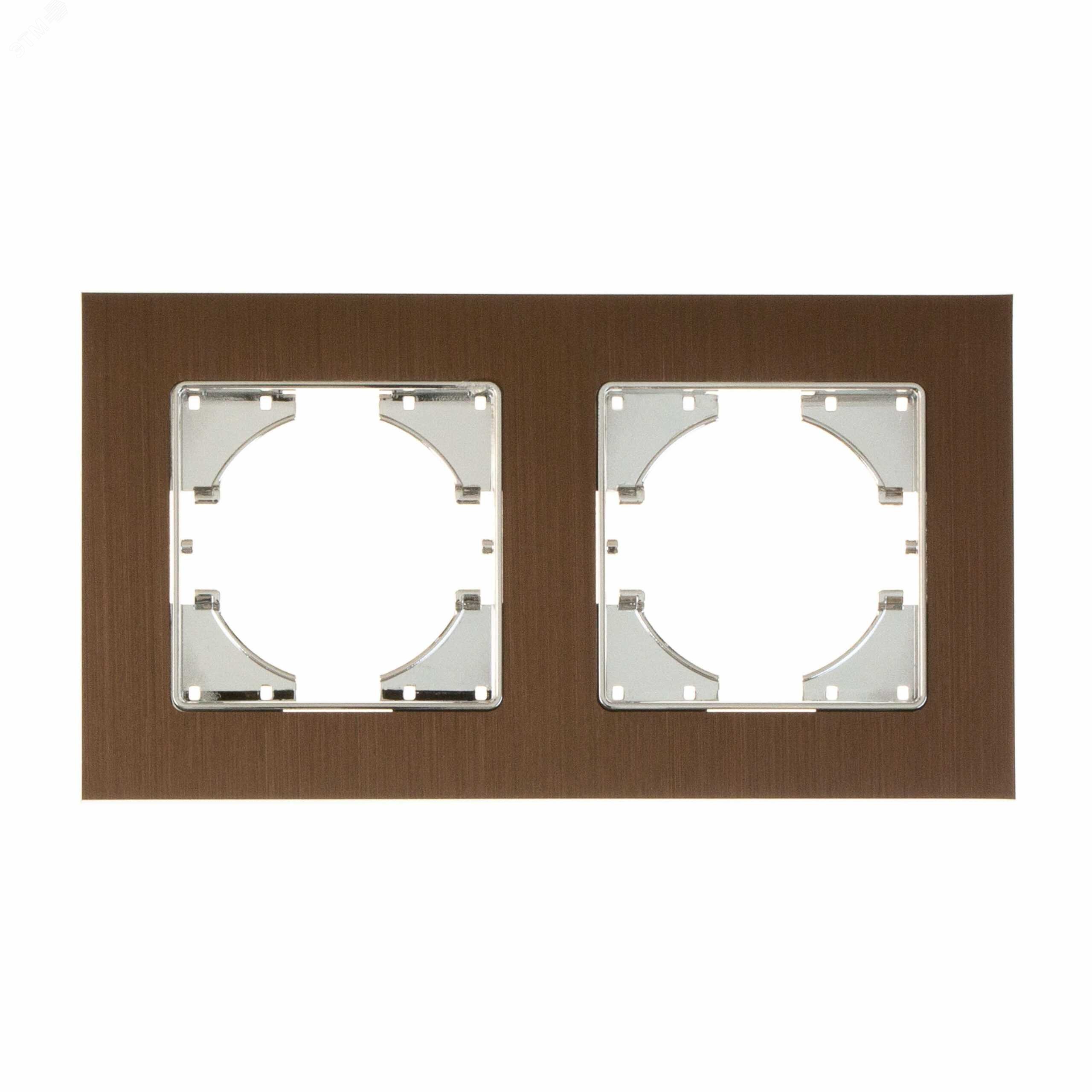 Изображение товара Рамка Ugra 2-местная алюминий коричневая