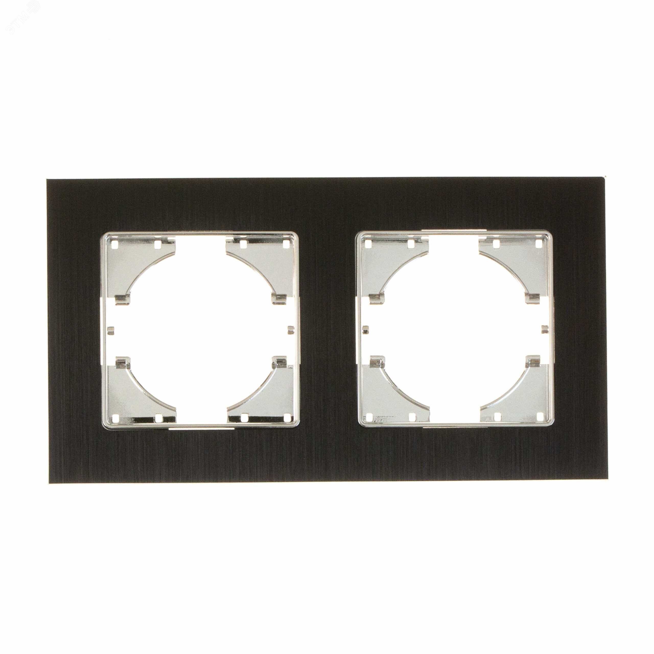 Изображение товара 2-местная алюминиевая рамка Ugra черный для электрощитов