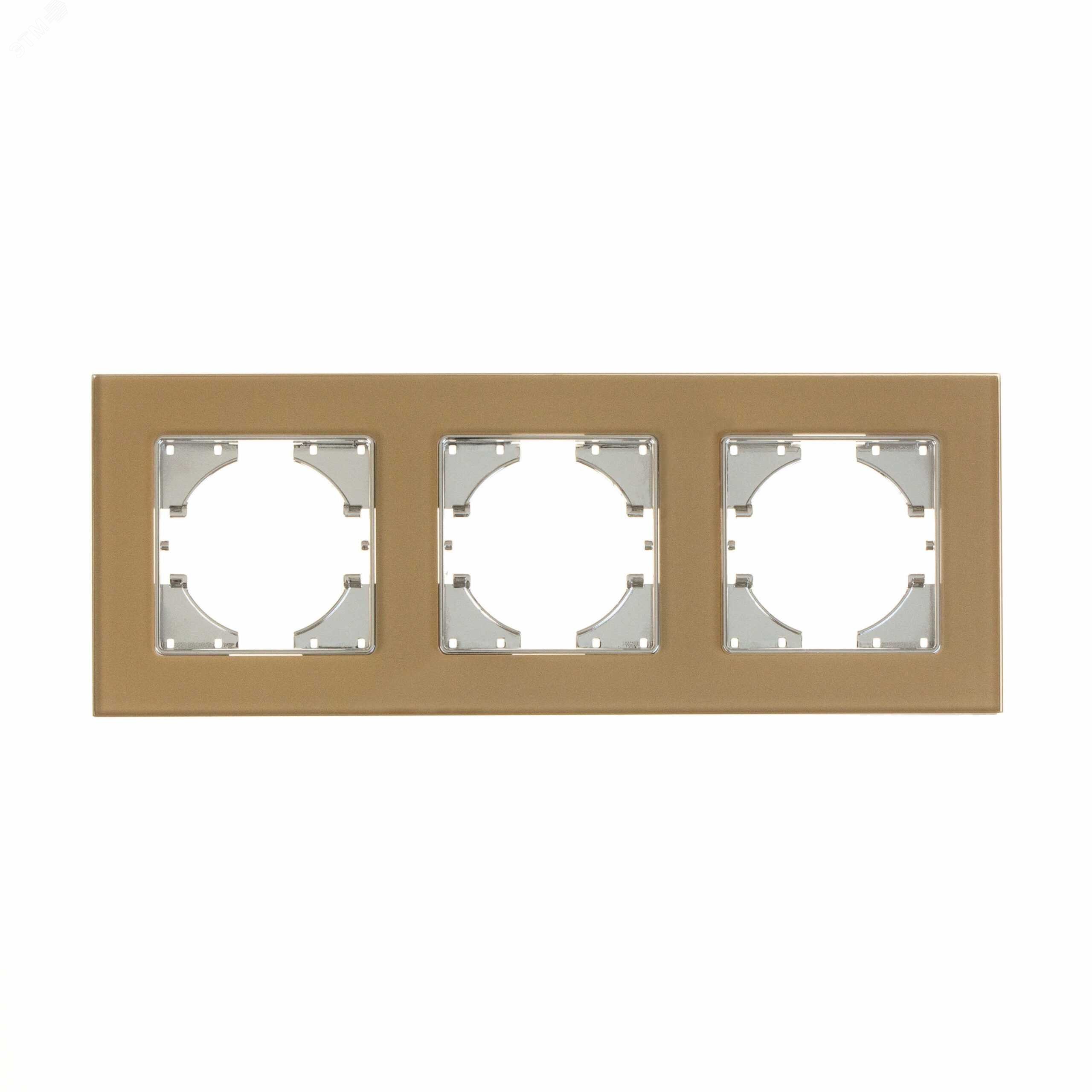Изображение товара Рамка 3-местная Ugra стекло шампань для электросистем
