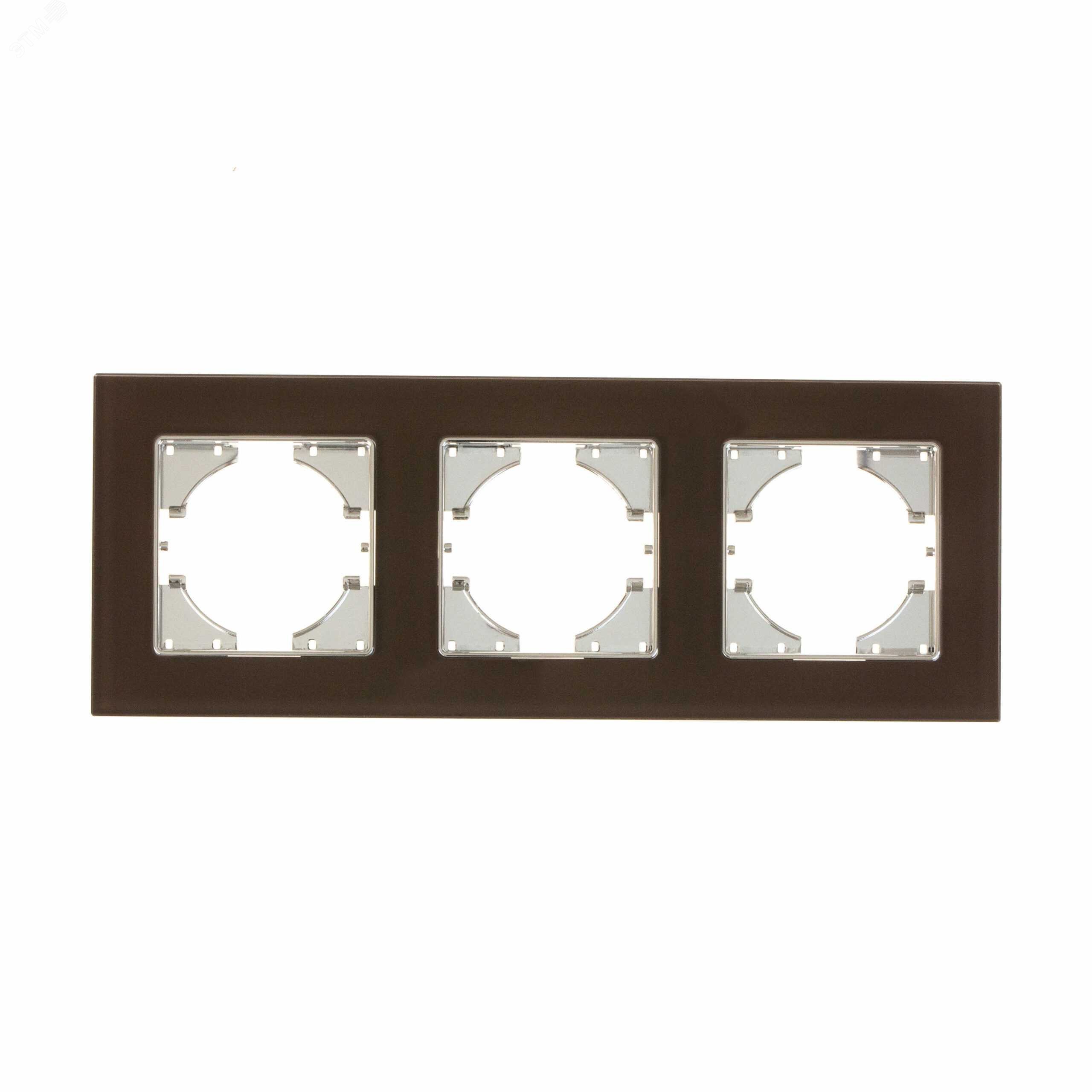 Изображение товара Рамка 3-местная Ugra из стекла коричневая для электрощитов