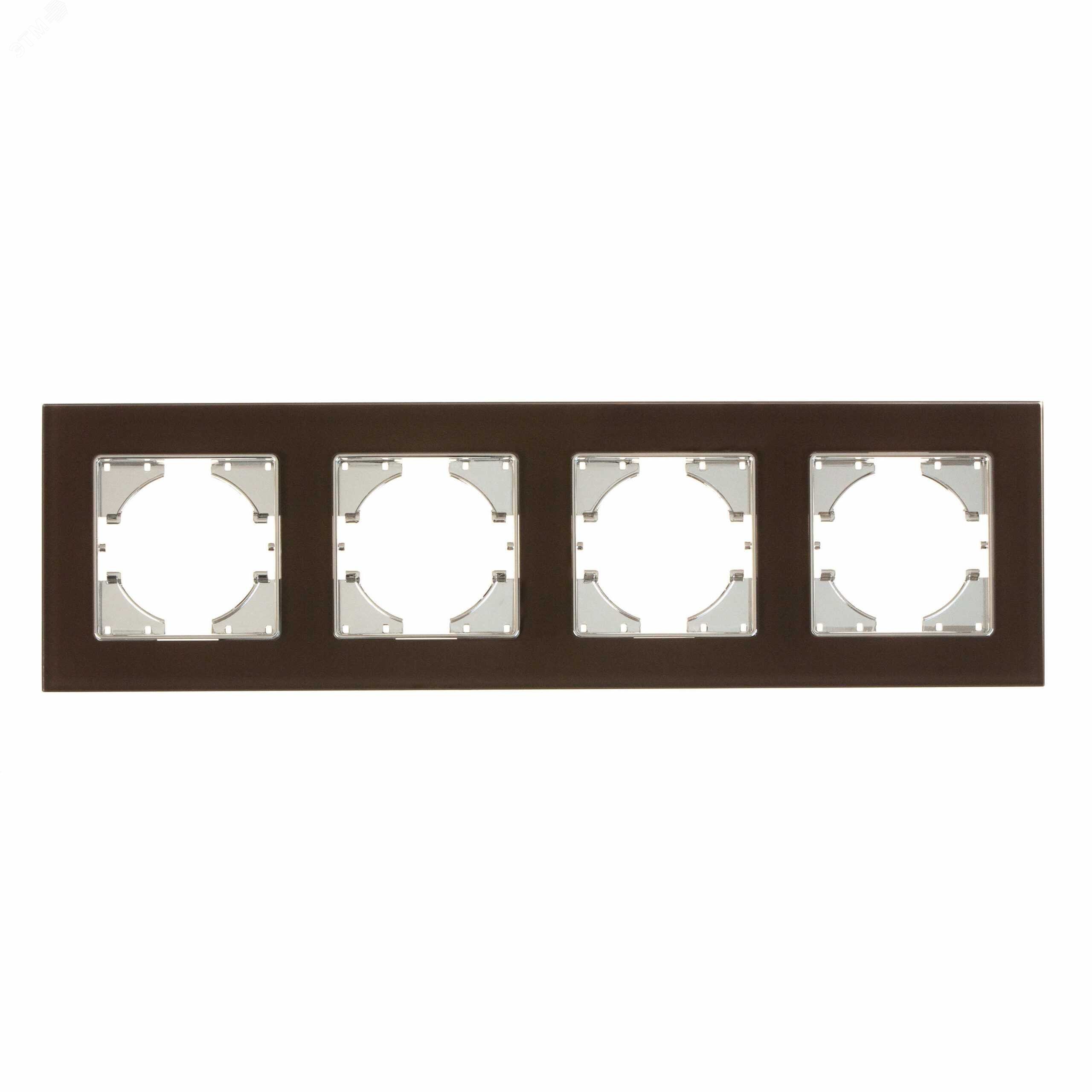 Изображение товара Рамка 4-местная Ugra из закаленного стекла коричневого цвета