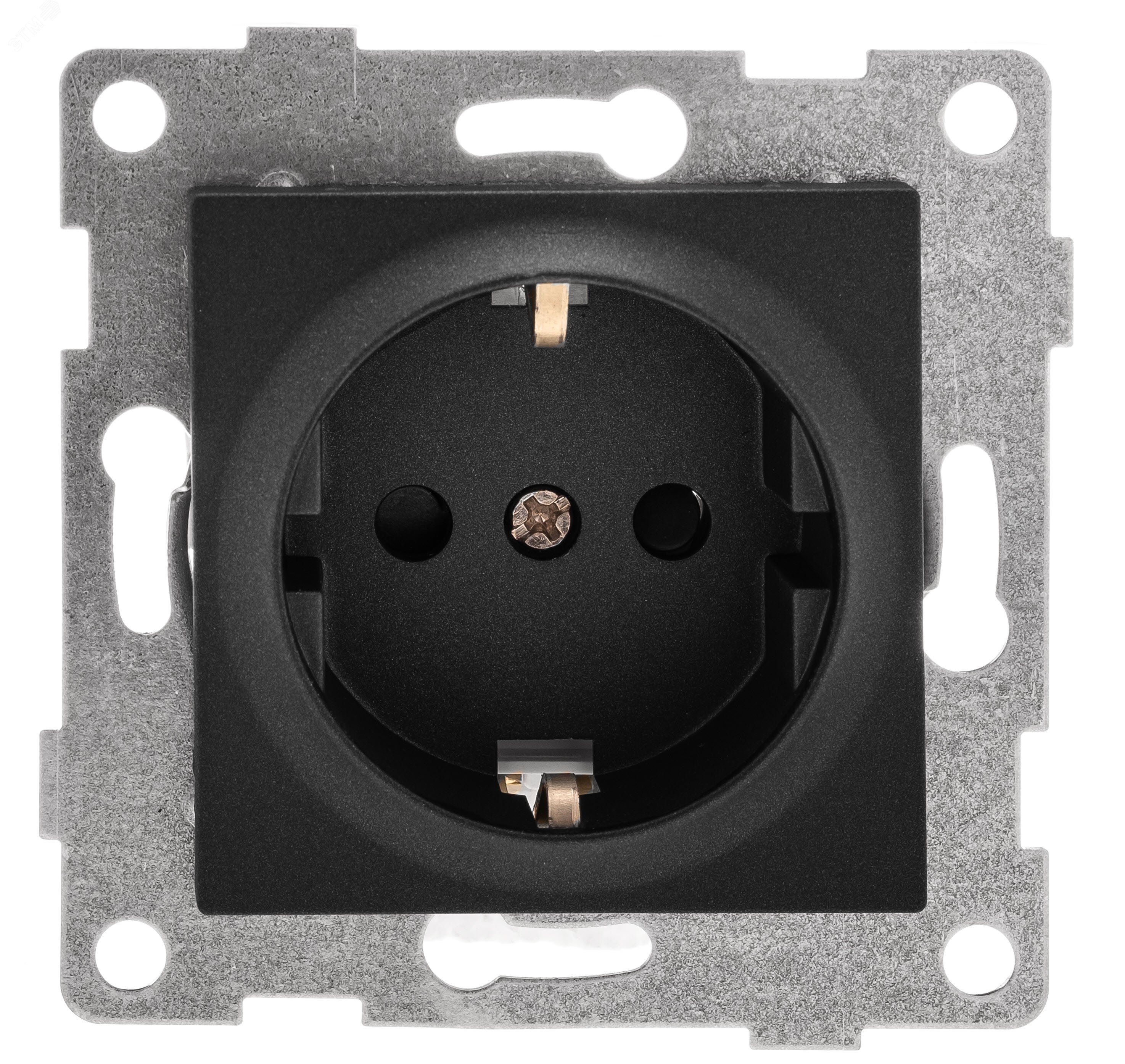 Изображение товара Розетка однопостовая Ugra с/з с з/ш механиз, 16А, графит, Россия