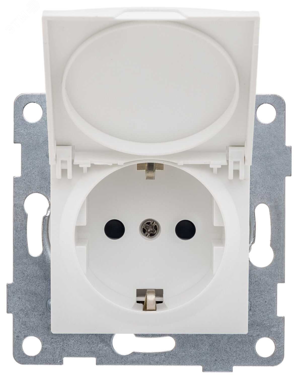 Изображение товара Розетка однопостовая Ugra с/з с з/ш и крышкой, механизм, в комплекте с кожухом IP44 К502, 16А, 250В, белый (шт)