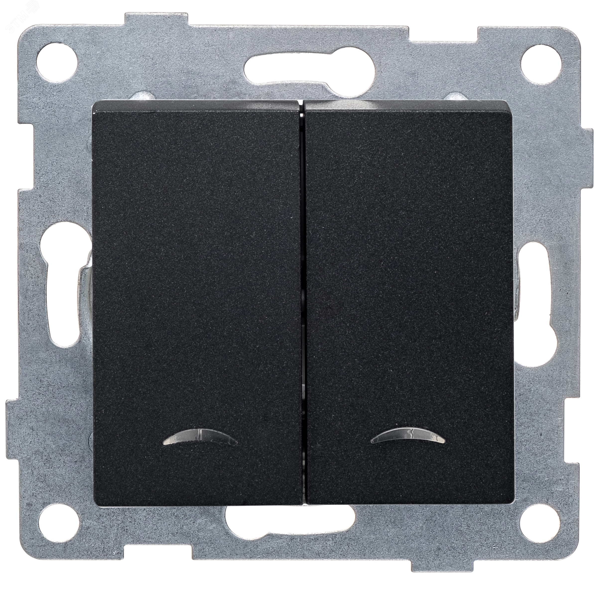 Изображение товара Выключатель двухклавишный Ugra, графит, 10A, 220V