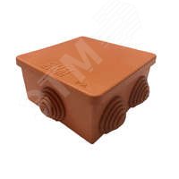 Изображение товара Коробка распределительная 100?100?50 6 муфт д32, крышка на винтах, IP55, открытой проводки, негорючая, ПВ-0, оранжевый (шт)