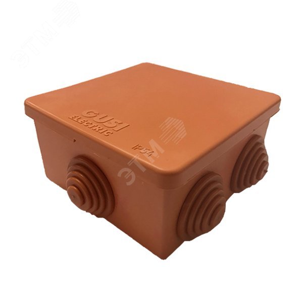 Коробка распределительная 80х80х40 (6 муфт д26), IP54, ОП, оранжевый, негорючая, ПВ-0 С3В86 Нг GUSI ELECTRIC