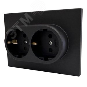 Изображение товара Розетка двухпостовая Ugra с/з с з/ш, механизм, 16А, 250В, графит (шт)