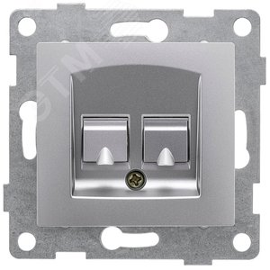 Изображение товара Розетка компьютерная RJ45 Bravo, механизм, двойной, серебро (шт)