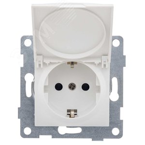 Изображение товара Розетка однопостовая Ugra с/з с з/ш и крышкой, механизм, в комплекте с кожухом IP44 К502, 16А, 250В, белый (шт)
