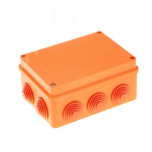 Коробка распределительная 150х110х70 (10 муфт д32), крышка на винтах, IP55, ОП, оранжевый, негорючая, ПВ-0