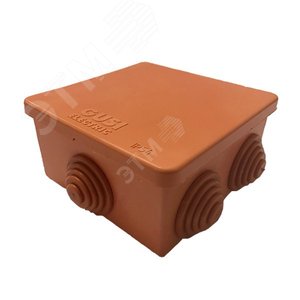 Коробка распределительная 80х80х40 (6 муфт д26), IP54, ОП, оранжевый, негорючая, ПВ-0
