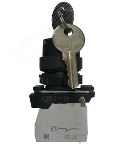Переключатель КПЕ 2120 -К УХЛ3, чёрный, 2но+0нз, ключ на 3 положения с фиксацией, IP40 ET012442 Электротехник