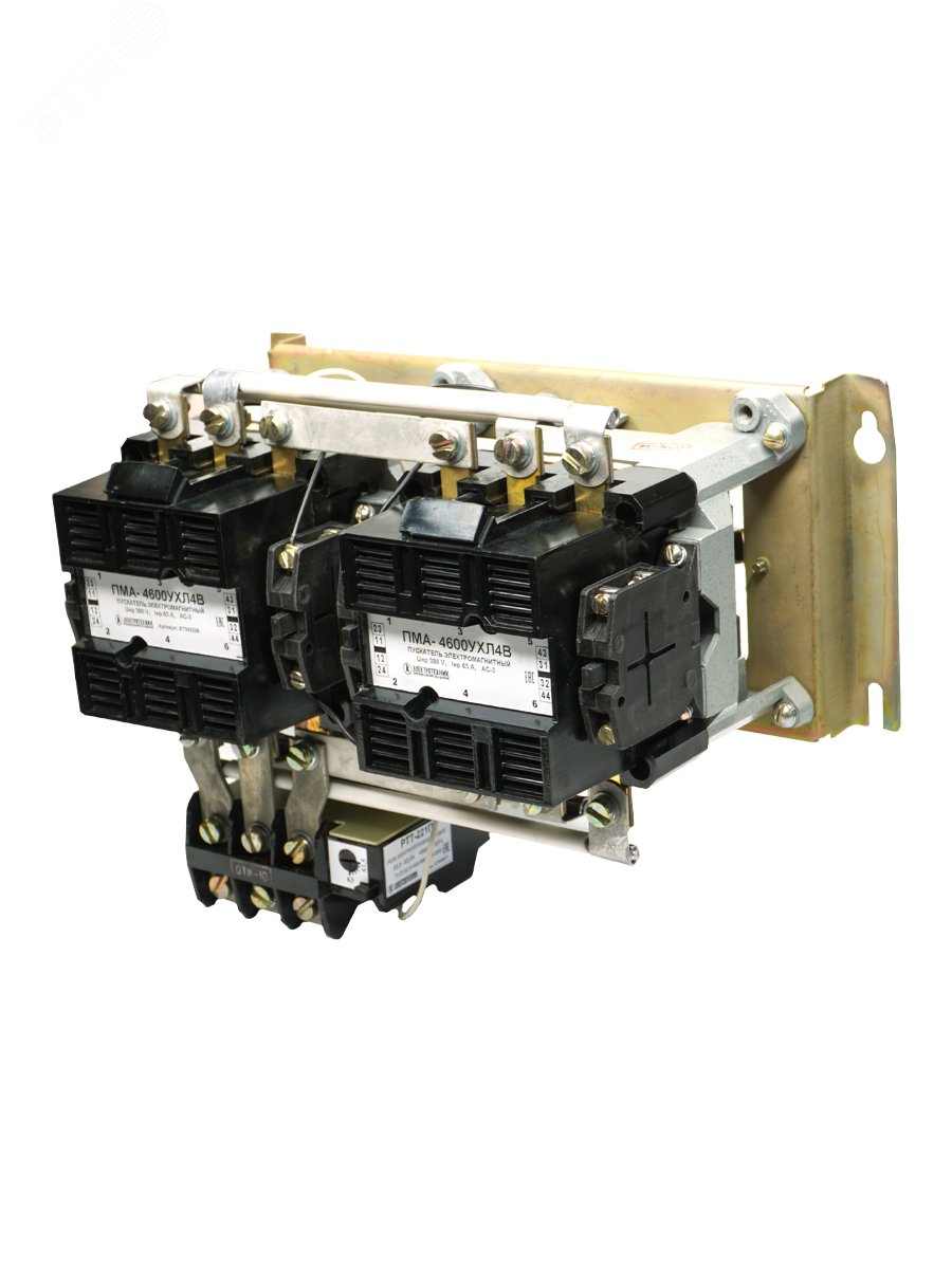 Изображение товара Пускатель электромагнитный ПМА-4600 УХЛ4 В, 380В, 4з+4р, 63А, реверсивный, с реле РТТ-221П