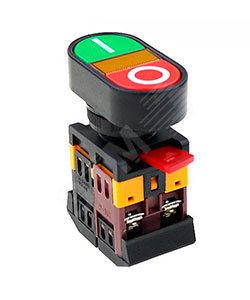 Выключатель кнопочный ВК22-EB8425-65У1, сдвоенны ,зелёный/красный, 1НО+1НЗ, с символами I-O, I P65  (ЭТ)