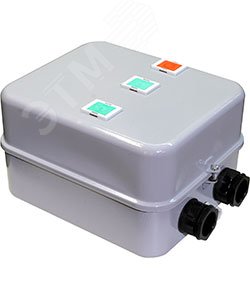 Изображение товара ПМ12-063621 У2 В, 220В/50Гц, 4з+4р, 63А, реверсивный, с реле РТТ-231 53,5-63,0А, в корпусе IP54, с кнопками ПУСК+СТОП+R, пускатель электромагнитный (ЭТ) (шт)