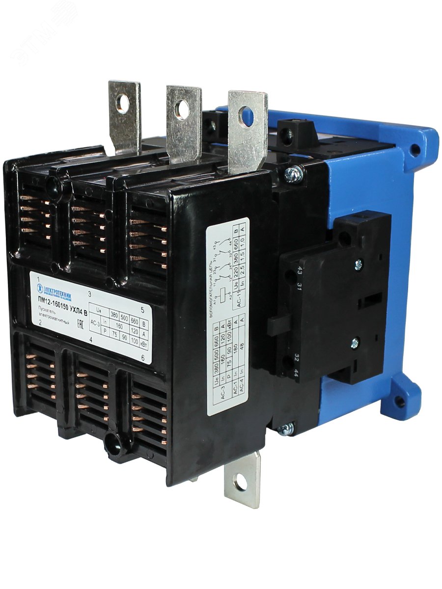 Изображение товара Пускатель ПМ12-160150 УХЛ4 В 380В 160А нереверсивный IP00