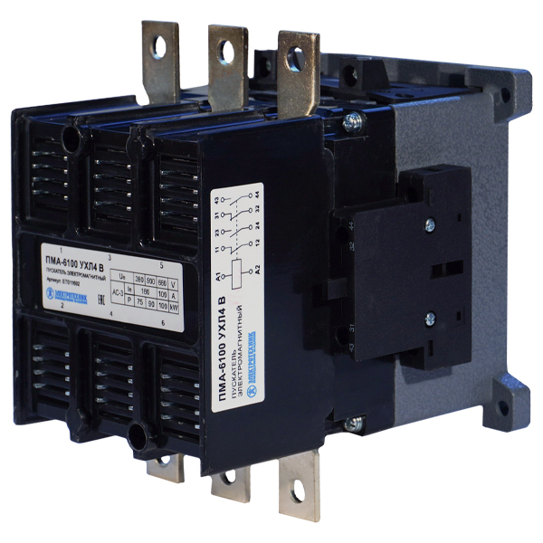 Пускатель электромагнитный ПМА-6100 УХЛ4 В, 110В, 2з+2р, 160А, нереверсивный, без реле, IP00