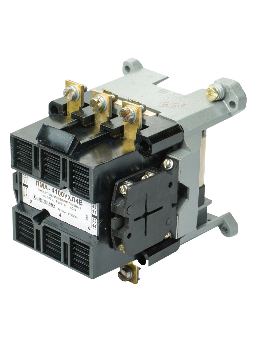 Пускатель электромагнитный ПМА-4100 УХЛ4 В, 380В/50Гц, 2з+2р, 63А, нереверсивный, без реле, IP00