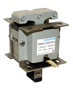 Электромагнит ЭМИС-3200 МУ3, 380В, толкающее исполнение, ПВ 100%, IP20, с гибкими выводами