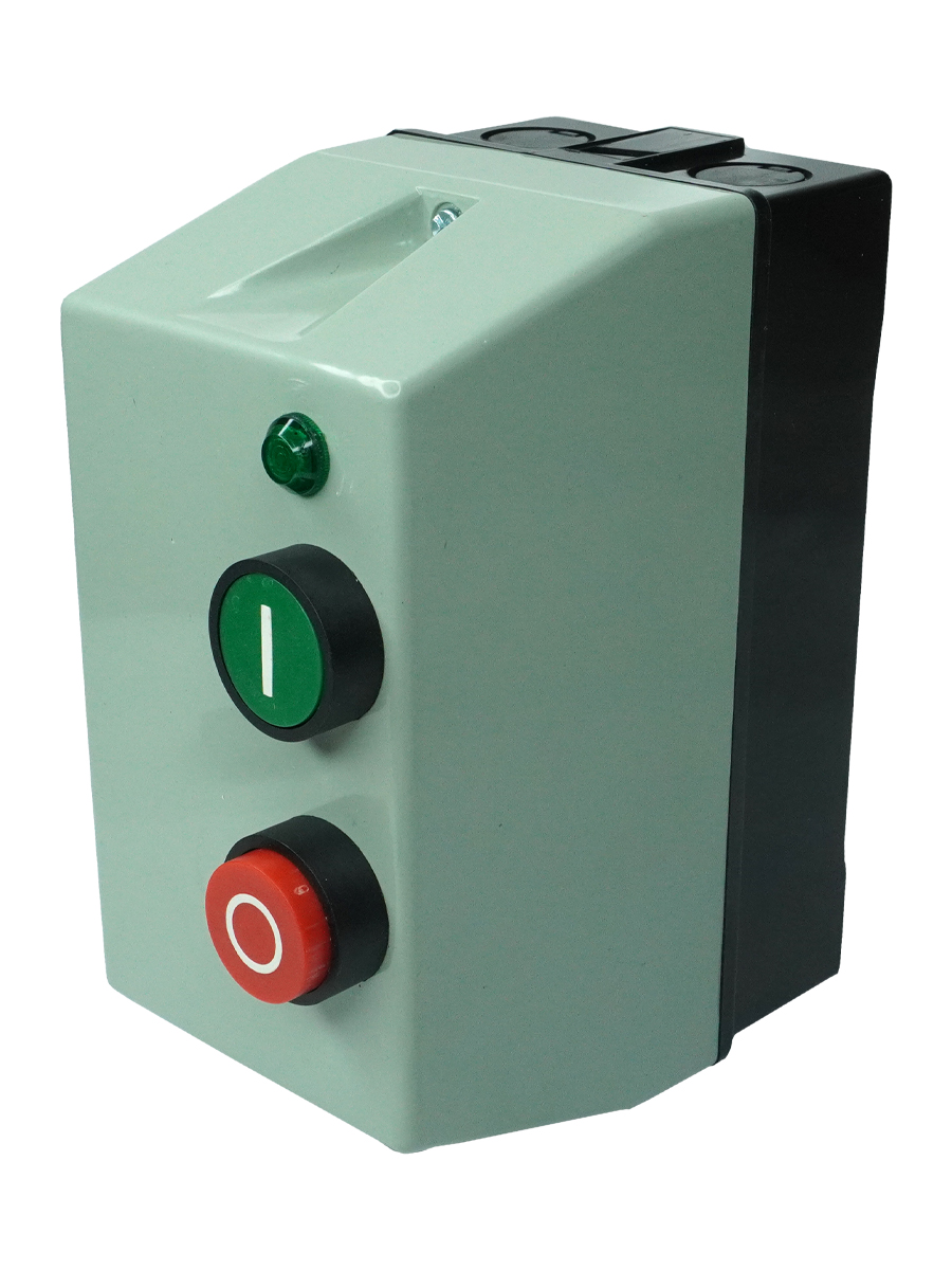 Пускатель электромагнитный ПМЛ-1230 УХЛ4 Б, 380В/50Гц, 1з, 10А, нереверсивный, с реле РТЛ-1014-2 7-10А, в корпусе из пластика IP54, с кнопками ПУСК + СТОП и сигнальной лампой