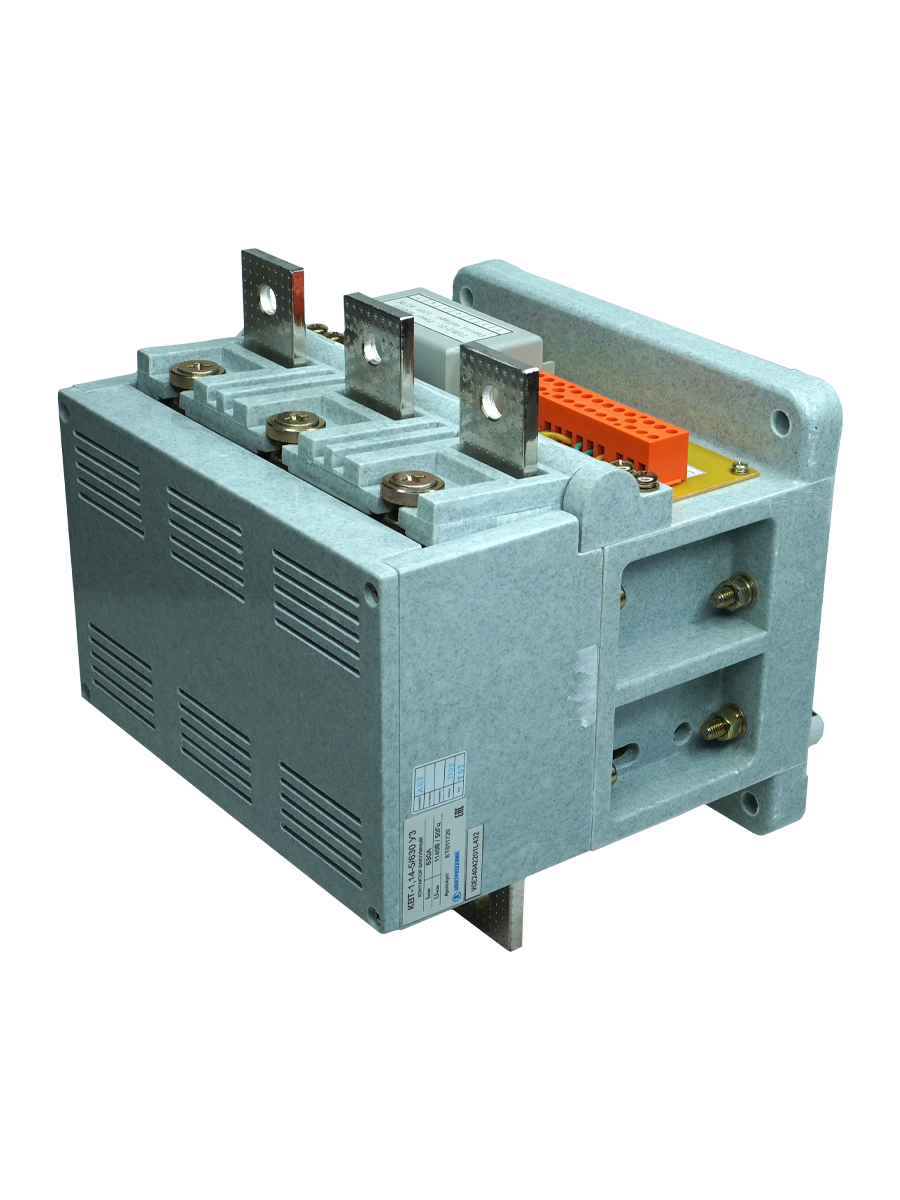 Контактор вакуумный КВТ-1,14-5/630-3 У3, трёхполюсный, 630А, 220В, 3з+3р, нереверсивный, без реле, с литым модулем питания, IP00