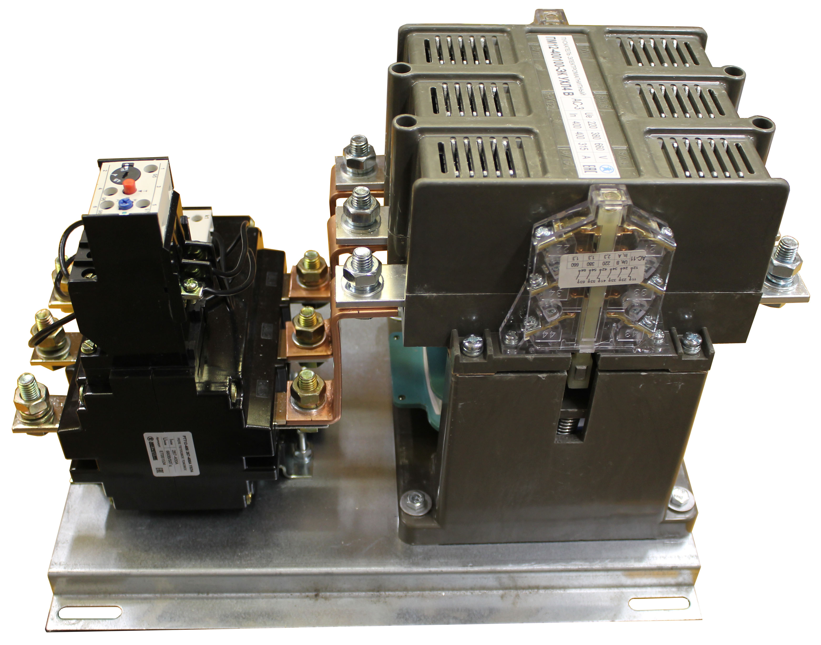 Пускатель электромагнитный ПМ12-500200 УХЛ4 В, 380В/50Гц, 4з+2р, 500А, нереверсивный, с реле РТТ12-630 320-480А, IP00