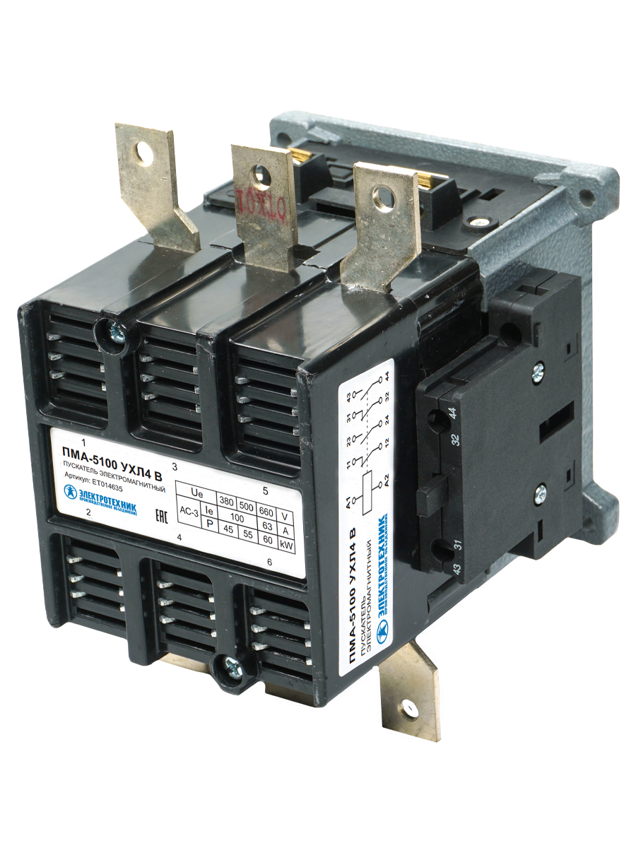 ПМА-5100 УХЛ4 В, 110В, 2з+2р, 100А, нереверсивный, без реле, IP00, пускатель электромагнитный (ЭТ)