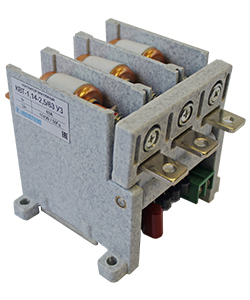 Контактор вакуумный КВТ-1,14-2,5/ 63-3 У3, трёхполюсный, 63А, 220В DC, 2з+1р, нереверсивный, без реле.