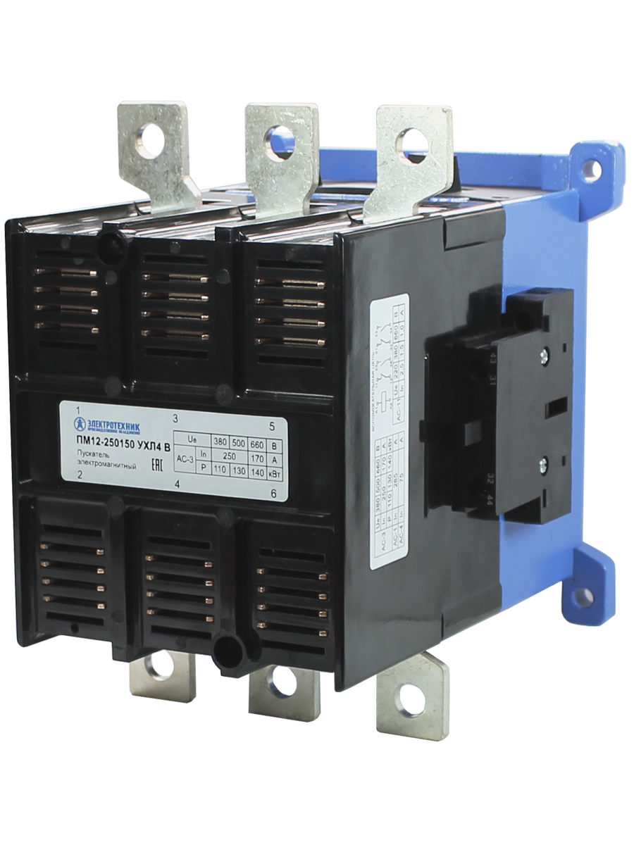 Пускатель электромагнитный ПМ12-250150 УХЛ4 В 220В/50Гц, 2з+2р, 250А, нереверсивный, без реле, IP20