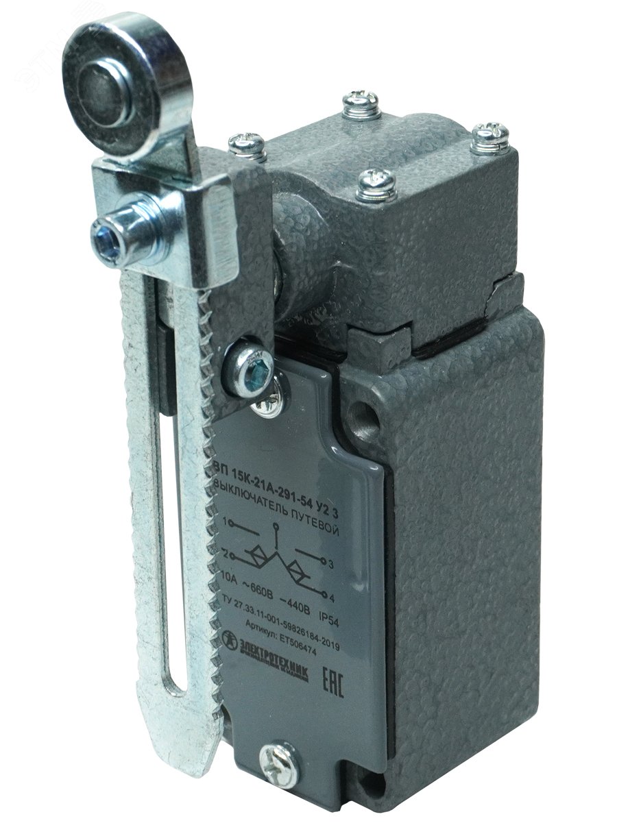 Изображение товара Выключатель путевой ВП 15К-21А-291-54 У2.3 с роликом IP54