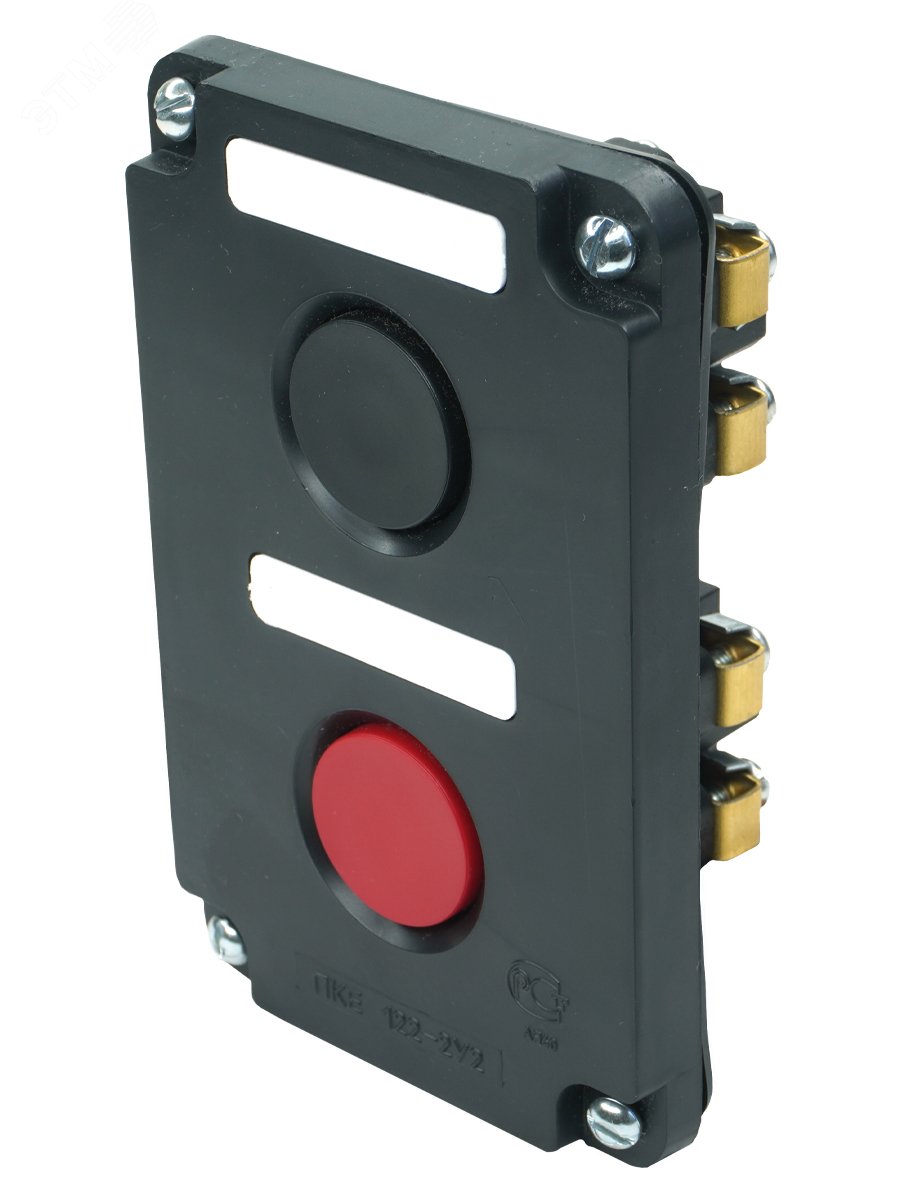 Изображение товара Пост управления ПКЕ 122-2 У2 10А 660В IP54 монтаж на плату черный и красный цилиндр