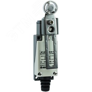 Изображение товара Выключатель путевой ВП 25-2143 М-65 У2, рычаг со стальным роликом, регулируемый по длине, 1з+1р, безынерционный, 21х56 мм, 3А, IP65 (шт)