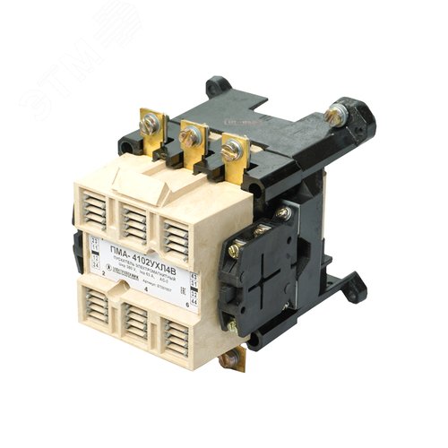 Изображение товара Пускатель электромагнитный ПМА-4102 УХЛ4 В, 220В, 2з+2р, 63А, нереверсивный, без реле, IP00 (шт)