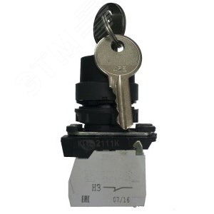 Переключатель КПЕ 2120 -К УХЛ3, чёрный, 2но+0нз, ключ на 3 положения с фиксацией, IP40 ET012442 Электротехник