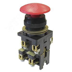 Выключатель кнопочный ВК30-10-22130-54 У2, красный, 2з+2р, гриб без фиксации, IP54, 10А. 660В