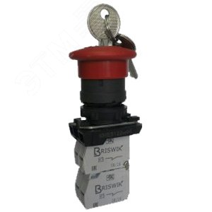 Выключатель кнопочный КМЕ 5111м -К УХЛ3, красный, 1но+1нз, гриб с фиксацией и ключом, IP 40