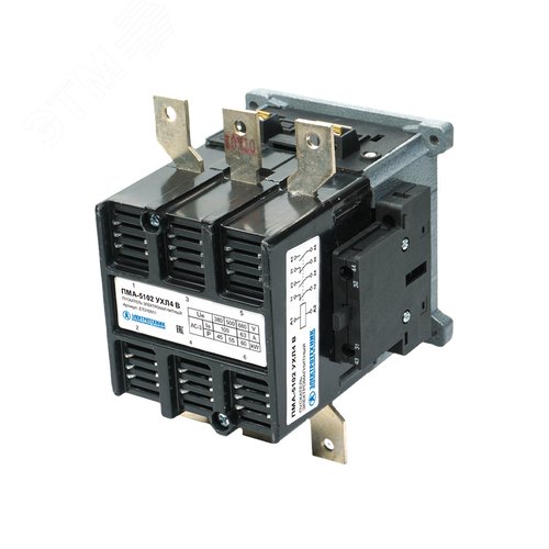 Изображение товара Пускатель электромагнитный ПМА-5102 УХЛ4 В, 380В, 2з+2р, 100А, нереверсивный, без реле, IP00 (шт)