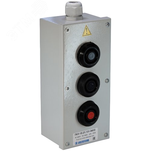 Изображение товара Пост кнопочный ПКУ-15-21.131-54У2 (2хКЕ081/2(1з+1р) черная + 1хКЕ081/2(1з+1р) красная + PG-19) (шт)